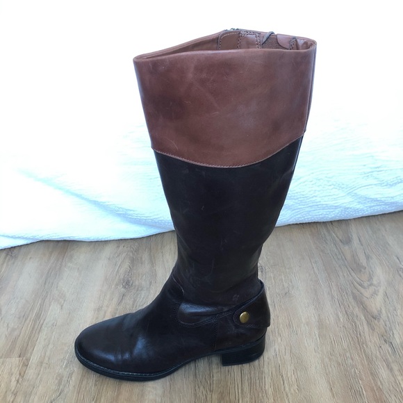 Franco Sarto Brown Leather Knee High Boots - Picture 2 of 7